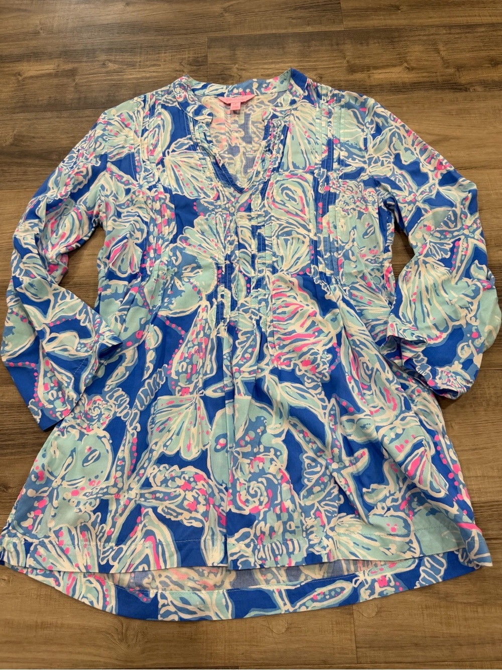 Lilly Pulitzer Into the Deep Printed Tunic | Blue Seashell Popover